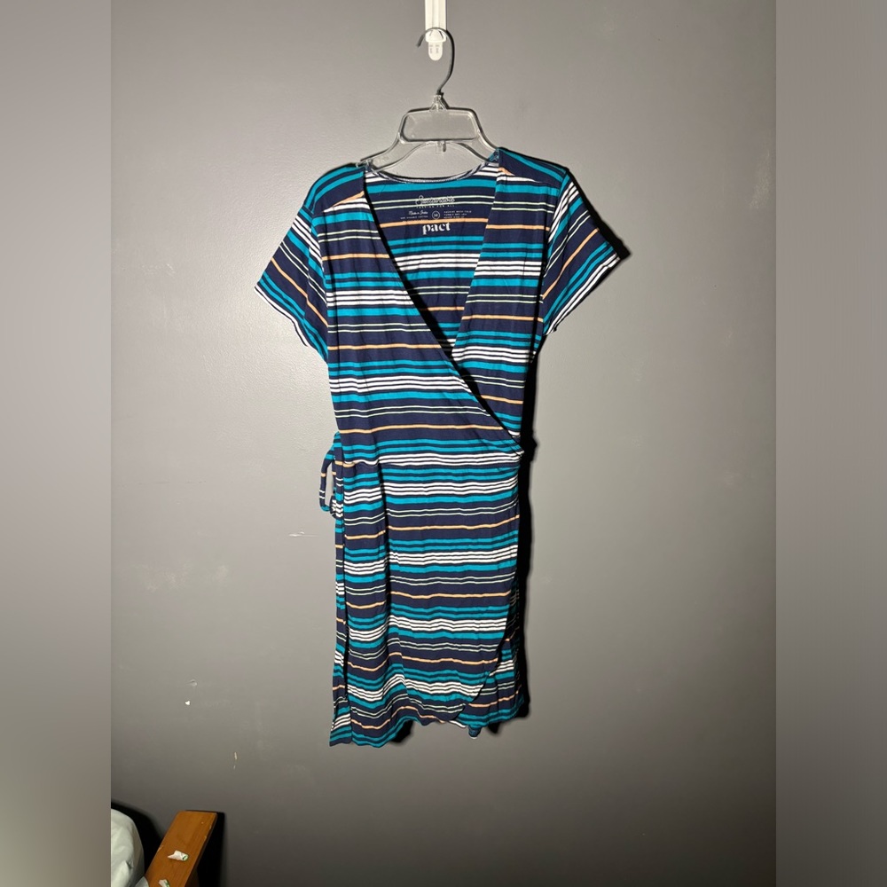 Pact Organic Sustainable Tulip Wrap Dress Womens Size Medium - Picture 2 of 4